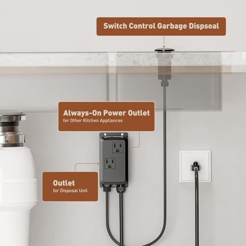 Image of Garbage Disposal Air Switch Kit Dual Outlet, Sink Top Button UL Listed | Waterproof Stainless Steel Countertop Button, Compatible for all Waste Disposer Models - Rubbed Bronze