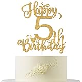 Happy 5th Birthday Cake Topper, 5 Cake Decoration, Hello 5 Cake Decor for Boy/Girl Cheers to 5 Years