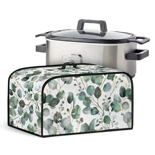 Wiryuouvt Green Leaf Slow Cooker Dust Cover with Handle Fashion Air Fryer Cover Insulated Travel Carrier for Women Lightweight Appliance Cover Dust Cover Trendy Home Decor Holiday Gifts