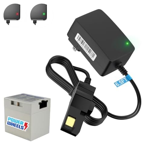 for Power Wheels 12 Volt Battery Charger for Power Wheel Gray, Orange Top Battery Replacement Fisher Price 12V Adapter Cord[Light 6.5FT] Cover