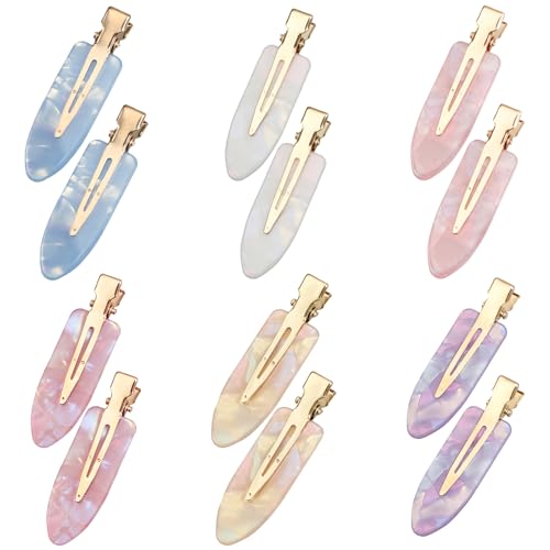 12 Stück Keine Biegung Haarspangen Keine Falten Haarclips Nahtlose Haarspangen Make Up Haarclips Acrylharz Flache Haarklammern Bunte Pony Haar Clips Haar Styling Haarschmuck