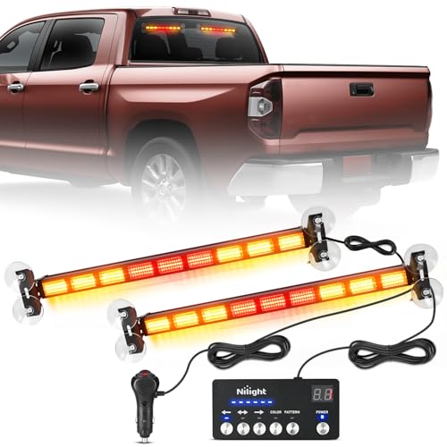 Image of Nilight 162 LED Traffic Advisor Strobe Light Bar with Controller Amber Red