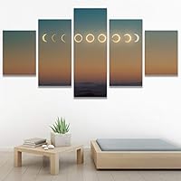 SIGNWIN 5 Panel Canvas Wall Art Modern Art Astronomy & Space Dramatic Minimalist Moon Multicolor Photography for Home Decorations Ready to Hang - 60