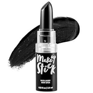 Spooktacular Creations Halloween Face Body Paint Black Lipstick for Adult and Kids, Clown SFX Foundation Cream Makeup for Sports Festival or Stage Makeup Cosplay Party Dress Up (0.13 Oz)