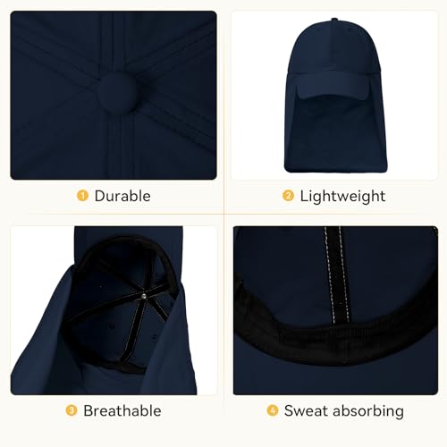 Image of American Trends Mens Sun Hat with Neck Flap, UV Protection Outdoor Flap Hat, Packable Soft Fishing Hiking Gardening Hat