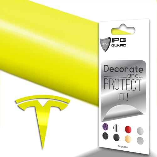 Image of IPG Compatible with Model Y Decal (8 Logo Set) Stickers Set Personalize Your Vehicle (Neon Series - Yellow)
