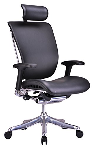 Gm Seating Enklave Genuine Leather Ergonomic Office Chair - Lumbar Support, Modern Executive Chair For Home & Office - Comfortable Desk Chair With Headrest & Seat Slider, 4D Adjustable Armrest – Black #TOP3