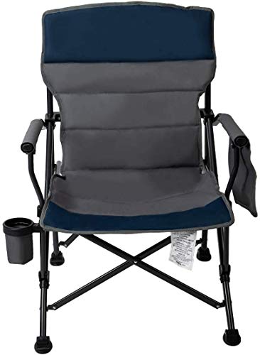 Pacific Pass Camping Chair Heavy Duty Padded Chair, 400lbs Capacity, Folding Sports High Back Chair with Storage Bag & Cup Holder for Camping, Fishing, Hiking, Outdoor, Carry Bag Included