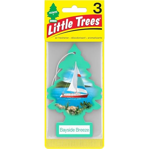 Image of Little Trees Cardboard Hanging Car, Home & Office Air Freshener, Bayside Breeze (Pack of 6)