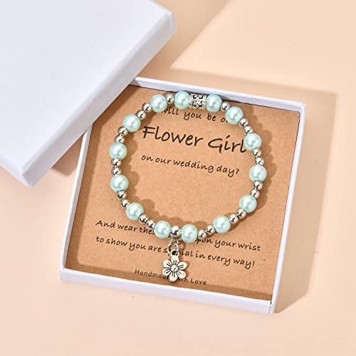 Image of Flower Girl Proposal Gifts, Will You Be My Flower Girl? Thank You Bridesmaid Cute Stretchy Bracelet Gifts for Girls On Wedding Day