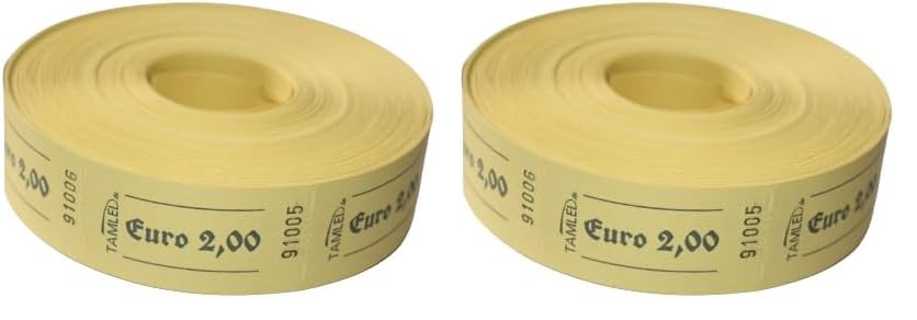 Bonrolle Euro 2,00 gelb - 1000 perforierte Abrisse (Packung mit 2)