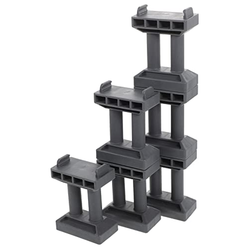 Pretend Train Bridge Pier 6 PCS Wooden Train Track Accessories Train Bridge Pier Track Railway Accessories Multi Level Support Risers High Level Blocks for Wooden Toy Train (Grey)