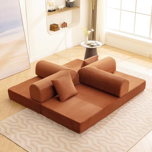 Image of Haven: One Sofa, Endless Possibilities, Sofa + sofabed + Kids Play - (Color customisation Available) (with Metal Support) Premium Corduroy Fabric