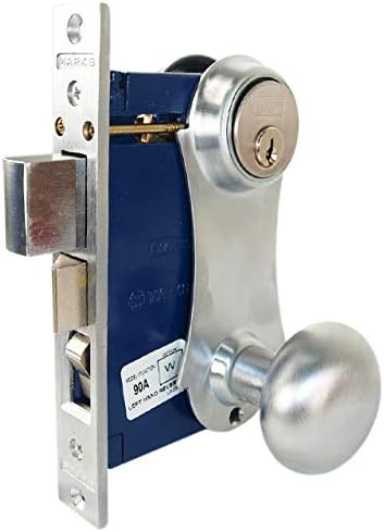 Marks 21AC/26D-W Right Hand Reverse Double Cylinder Entry Uni-Lock Knob/Plate Mortise Lockset for Iron Gate Doors