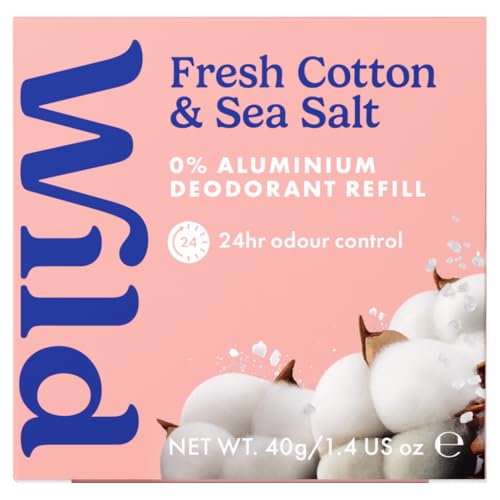 Wild Fresh Cotton & Sea Salt Natural Deodorant Refill 40g Aluminium Free Refillable Deodorant with Long Lasting Freshness