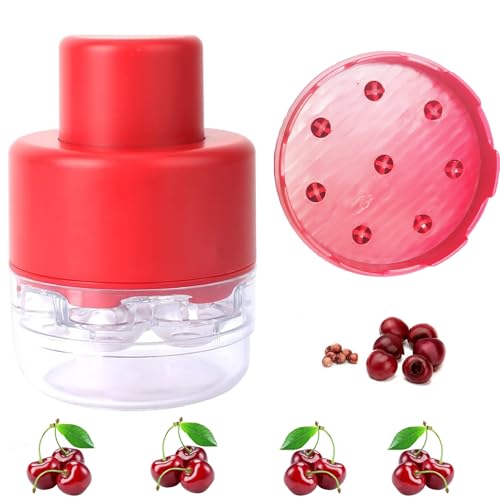 Georush Cherry Pitter - 8 in 1 Multiple Cherry Seed Remover, Red ABS Material
