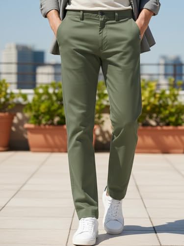 Image of Urbano Fashion Men's Regular Fit Mid Rise Cotton Casual Chinos Trousers Stretch