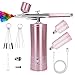 Kit de Aerógrafo con Compresor, Pistola de Cepillo de Aire Recargable Portátil de Alta Presión Cepillos de Aire con Boquilla de 0,3mm para Pintura, Uñas, Maquillaje, Arte (Rosa)