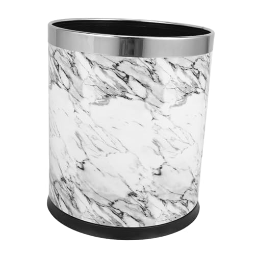 Caneca de basura rectangular sin tapa color blanco mármol