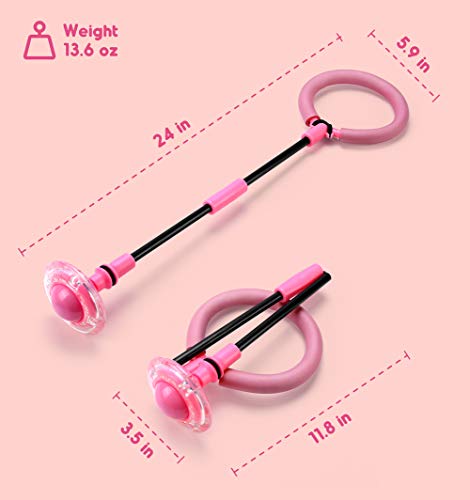 Mumba Kids Foldable Ankle Skip Ball Flash Jump Colorful Sports Swing Ball, Fitness Jump Rope Fat Burning Game for Adults and Children (Pink)… - Thumbnail 7