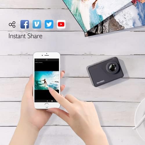 AKASO V50 Pro Native 4K/30fps 20MP WiFi Action Camera - EIS Touch Screen Adjustable View Angle 30m Waterproof Camera Support External Mic Remote Control Sports Camera with Helmet Accessories Kit