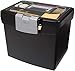 Storex 61504B02C Portable File Box with XL Lid, 11 x 13-1/2 x 11 Inches, Black (Four Pack)