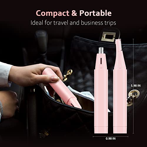 Ear Nose Hair Trimmer For Women, Rechargeable Eyebrow Facial Hair Trimmer, Painless Waterproof Nose Clipper 2023 Professional Dual Blades Face Shaver Pink (Pink) #TOP6