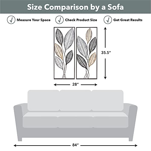 Firstime & Co. Silver Metallic Leaves Wall Decor 2-Piece Set For Living Room, Bedroom, Home Office, Metal Art, Farmhouse And Boho, 35.5 X 28 Inches #TOP5