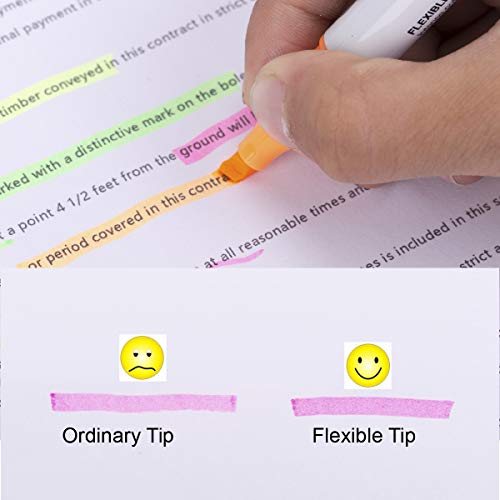 Zeyar Flexible Tip Highlighter, Dual Tips Marker Pen, Chisel And Fine Tips, Flexible Tip And Soft Touch, Water Based, Assorted Colors, Quick Dry (12 Colors) #TOP2