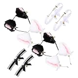 Healeved 4 Juegos De Collar Con Diadema Aros Para El Pelo De Cosplay Decoración De Collar Única Decoración De Collar De Cosplay Diadema Con Orejas De Perro Y Gato De Diadema Con