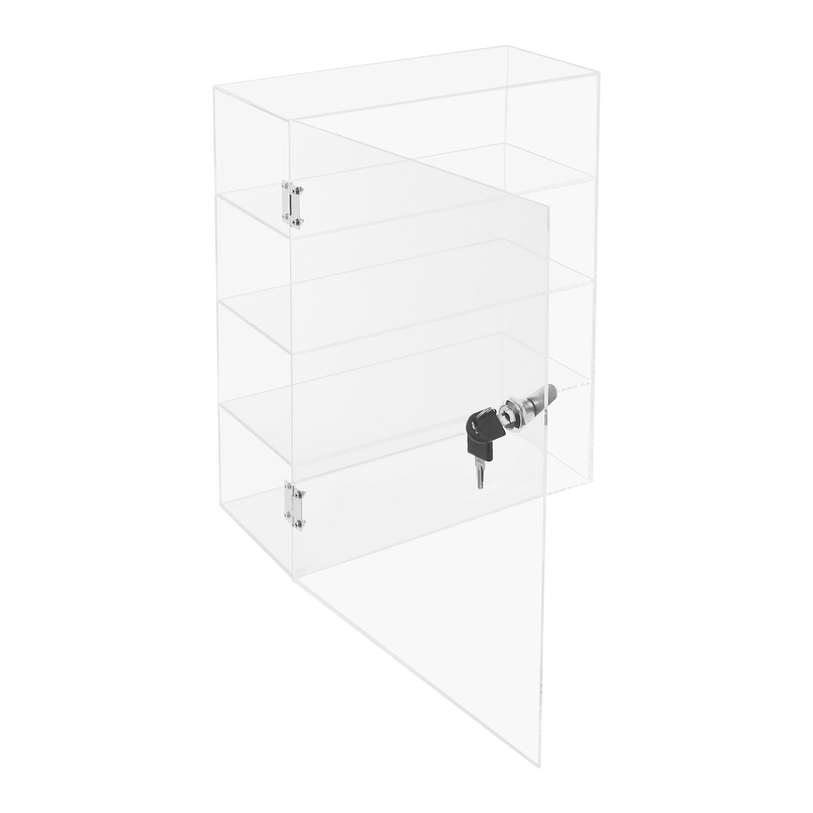 Acryl-Vitrine 30x15x40cm 4 Ebenen bis 12kg mit Schlüssel Transparenter Aufbewahrungsschrank