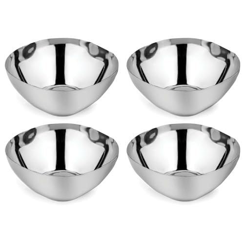 Image of Ahimsa Stainless Steel Bowls for Kids, Durable Pediatrician Designed Toddler Snack Bowl, 12oz, Premium Non Toxic Metal, Easy to Clean & Dishwasher Safe, Set of 4 Classic Silver