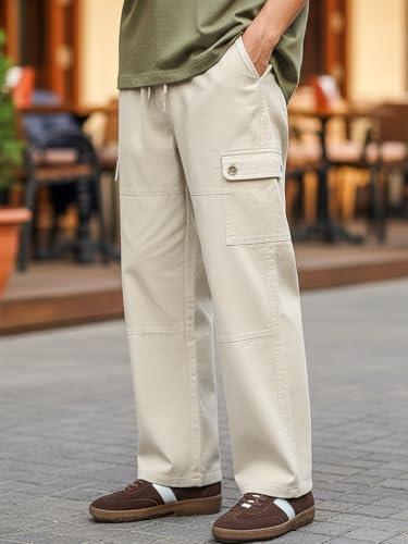 Image of Urbano Fashion Men's Loose Baggy Fit Cargo Jogger Chino Pant with 6 Pockets Stretchable