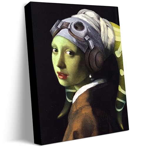 GUN SUPPLIES OUTLET LLC Bathroom Decor Wall Art Star Wars Twilek Hera Syndulla Portrait Girl with A Pearl Earring Fusion Canvas Print for Bedroom Living Room Decor 12x16 inch