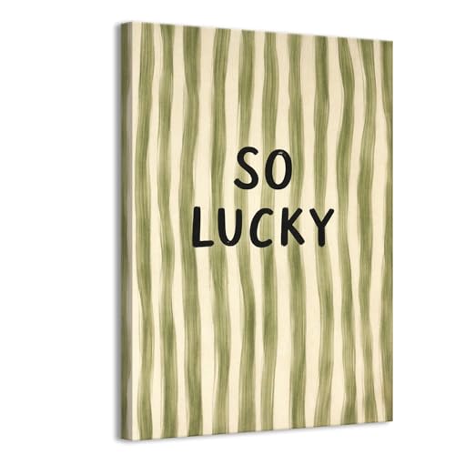 How Lucky Are We Print, Horizontal Olive Green Stripe, Trendy