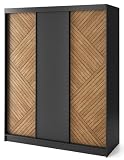 Casa Padrino Armario de Dormitorio de Lujo Negro/marrón 180 x 60 x A. 220 cm - Armario con 3 Puertas correderas - Muebles de Dormitorio - Muebles de Hotel - Muebles de Lujo