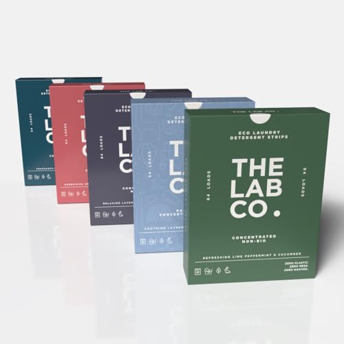 The Complete Fragrance Library of The Lab Co. Laundry Detergent Strips Sheets Eco Ultra-Concentrated 64pk. Up to 320 loads.