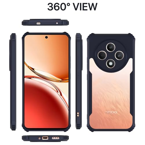 Image of Pikkme Crystal Clear Transparent Back Cover | Ultra Hyrbid | Full Camera Protection | Raised Edge | Bumper Case for Oppo Reno12 F 5G (Blue)
