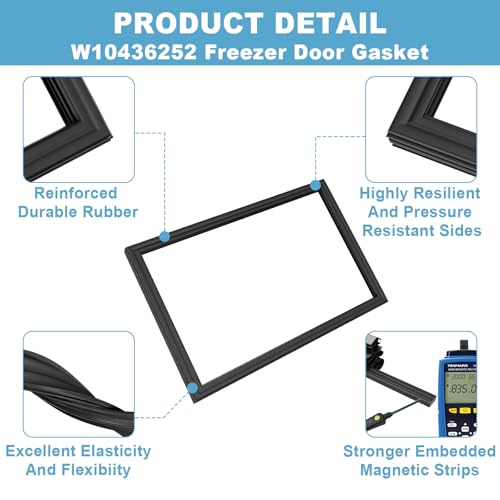 Image of Upgrad W10436252 Freezer Door Gasket Compatible with Whirlpool Maytag Amana JennAir Kenmore KitchenAid Replaces W10131754 W10164041 W10164041N 12683806B 12683820B 8170951 8171186 67003559 2311870
