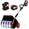 Cordless Electric Snow Shovel with Wheels, Snow Blower 17-Inch Width, 2×4.0Ah Large Battery & Quick Charger, Brushless Motor, Directional Plate, Support Wheels for Smooth Back-and-Forth Operation