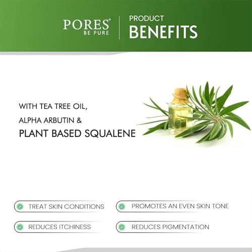 Image of PORES Be Pure Body Lotion with Tea Tree Oil, Alpha Arbutin & Plant-Based Squalane | Anti-Pigmentation & Tan Removal Moisturizer | Helps Reduce Fine Lines & Promotes Skin Tightening | No Parabens & Silicone - For All Skin Types ( 250 ml )
