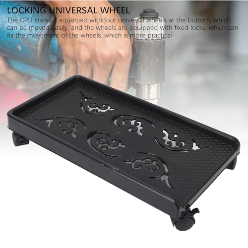 Soporte móvil para CPU GOWENIC bajo escritorio, con 4 ruedas giratorias bloqueables, para torre de PC de escritorio, soporte para piso de oficina en casa miniatura 3