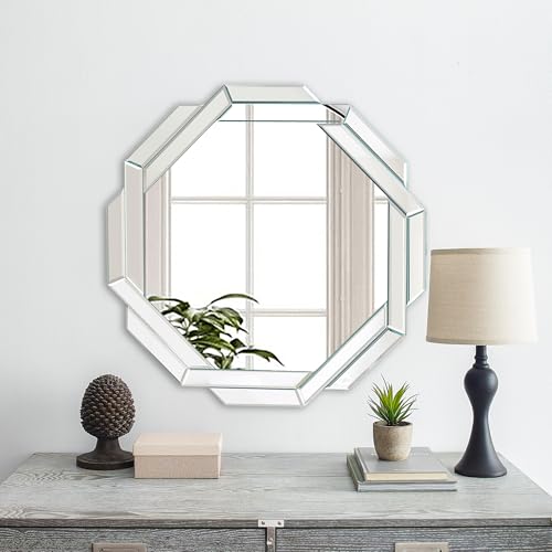 Menscha Bathroom Mirror-20”X20” Wall Mirrors Decorative, Beveled Edge Frameless Mirror for Wall Bathroom, Vanity Room, Bedroom, Living Room and Enterway