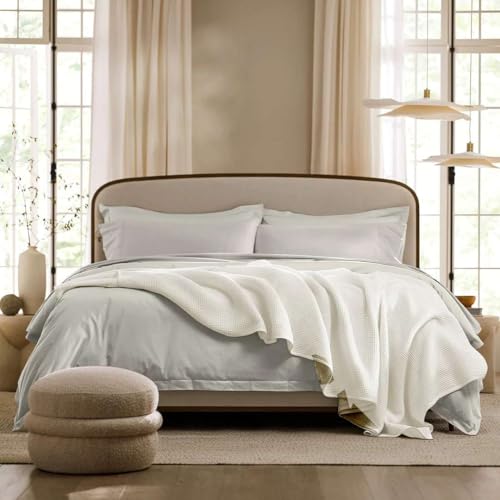 Image of Super Soft & Breathable 100% Microfiber Waffle Blanket - Throw Blanket and Quilt for Bed & Sofa Double(90x100) Size - Snow White