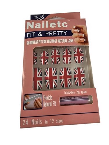 Union Jack Flag False Glue On Nails Set World Cup Football Boxed