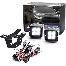 iJDMTOY A-Pillar LED Pod Light Kit Compatible with 2016-2023 Toyota Tacoma, Includes 2 20W High Power LED Cubes, Windshield A-Pillar Mounting Brackets & On/Off Switch Wiring Kit