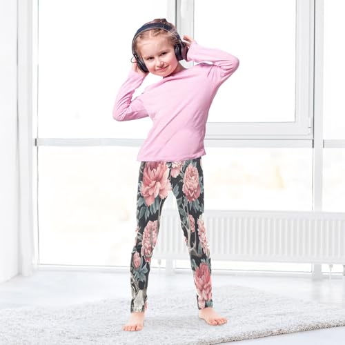 Bolaz Toddler Girls Leggings Printed Yoga Pants Leggings Deer Skull and Pink Flower for Kids4