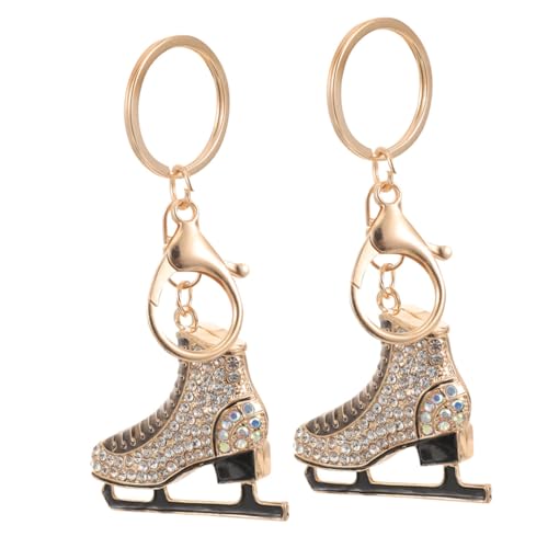 Milisten 2pcs Adorable Ice Skates Keychains Rhinestone Key Rings for Purse and Bag Decor Figure Skating All Ages Durable and Lightweight Design
