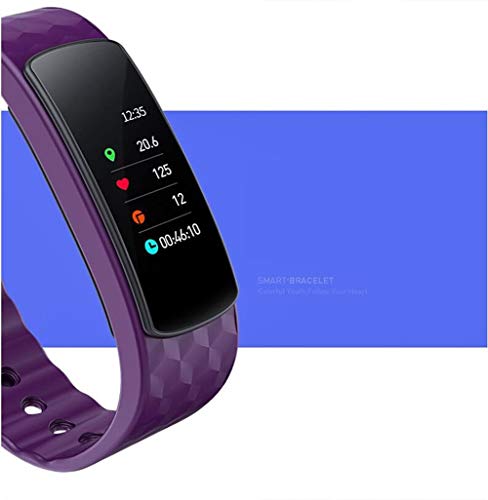 AK Personalizador de actividad física, monitor de ritmo cardíaco de presión arterial Pulsera inteligente inalámbrica Bluetooth para Android y Ios (púrpura)