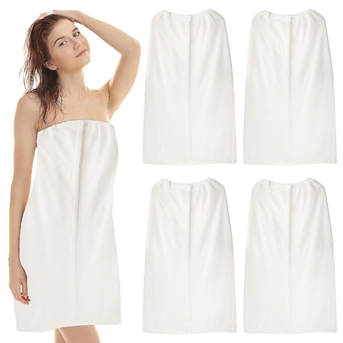 YFNVH Lot de 4 Serviettes de Bain Femme, Paréo Esthétique à Scratch, Peignoir Enveloppant Réglable 85 cm pour Spa, Massage, Sauna et Salon de Beauté -...